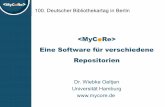 MyCoRe - Eine Software für verschiedene Repositorien · Das Konzept von MyCoRe Ein Software-Kern – viele Anwendungen  = My Core['maik r]ɔː = My Content Repository