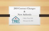 2018 Contract Changes New Addenda - Texas Real Estate ... Contract... · HYDROSTATIC TESTING • Recall Paragraph 7.A. says: “Any hydrostatic testing must be separately authorized