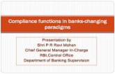 Compliance functions in banks-changing paradigms · 1995- association of compliance functions with the General Manager in charge of Audit and Inspection reporting directly to the