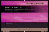 PAT LOG 3 - Kewtech Log 3 cover.pdf · kewtechcorp.com PAT LOG 3 Register of portable appliances Includes certificate Company / Site Period / Date Pat Log 3 Book.indd 1 11/07/2014