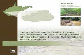Total Maximum Daily Loads for Streams Creek of... · Total Maximum Daily Loads for Streams in the Camp Creek of Twelvepole Creek Watershed, West Virginia FINAL APPROVED REPORT July