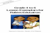 Grade 4 to 6 Lesson Exemplars for Rabies Education...(English, Filipino, and Mathematics) Lesson Exemplars for Rabies Education ... Teacher’s Guide pages 2. Learner’s Materials