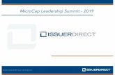 MicroCap Leadership Summit -2019 · • NYSE American listed: ISDR • Insider ownership: 25%+ Q2 2019 CUSTOMER COUNTS • 1,440 public customers •997 private customers • YoY