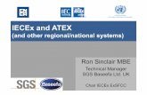IECEx and ATEX · IECEx and ATEX (and other regional/national systems) Presenter font Arial, black and size 28 Ron Sinclair MBE Technical Manager SGS Baseefa Ltd. UK Chair IECEx ExSFCC.