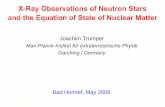 X-Ray Observations of Neutron Stars and the Equation of ... · X-Ray Observations of Neutron Stars and the Equation of State of Nuclear Matter ... in XTE J1318-338 at a frequency