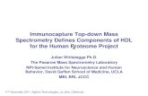 Immunocapture Top-down Mass Spectrometry Defines ... · Immunocapture Top-down Mass Spectrometry Defines Components of HDL for the Human Proteome Project Julian Whitelegge Ph.D. The