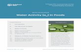 Water Activity (a ) in Foods w CONTENTS4.easure o Water Content and a M w 4.1elationship of Water Activity and Water R 4.2 Analysis of Water Content 4.3 Analysis of Water Activity