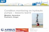 Condition monitoring on hydraulic pumps lessons …...Mkadara, Geneviève Paulmann, Gregor 3/21/2018 2. Hydraulic pump – supplier data evaluation example 7 Supplier provided a list