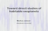 Toward direct studies of habitable exoplanets · Markus Janson (Stockholm University) The planet beta Pic b Lagrange et al. (2009) ESO composition A-type star with prominent debris