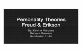 Personality Theories Freud & EriksonErik Erikson's theory Humans enter different stages throughout their life, each which ultimately affects later stages and collectively shapes one's