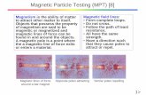 Magnetic Particle Testing (MPT) [8]...Magnetic Particle Testing (MPT) [8] 1> Magnetic lines of force around a bar magnet Opposite poles attracting Similar poles repelling Magnetism