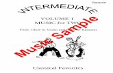 VOLUME 1 MUSIC for TWO Sample...Bourree from Sonata in G for Flute, Op. 1 #5 George Frederick Handel 12 Burlesca Wilhelm Friedemann Bach 25 Curious Story from Scenes from Childhood,