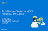 Azure Database Services for MySQL, PostgreSQL, and MariaDBSCALE PERFORMANCE ON THE FLY Server provisioning and management server=server.mysql.database.azure.com Scale your server compute