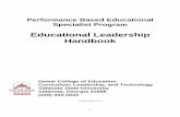 Educational Leadership Handbook - Valdosta State University · 2017-12-13 · 1 Performance Based Educational Specialist Program Educational Leadership Handbook Dewar College of Education