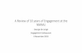 NMMU:10 year review of Engagementcaec.mandela.ac.za/caec/media/Store/2015 colloquium... · •Policy on the Establishment of Engagement entities •Development of the NMMU Engagement