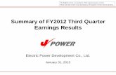 Summary of FY2012 Third Quarter Earnings Results · 6 FY2012 Third Quarter Earnings Results (Main Factors for Change) Non-consolidated operating income (- 1.9 billion yen) Income