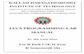 JAVA PROGRAMMING LAB MANUAL - khitguntur.ac.inkhitguntur.ac.in/csemat/Java Programming Lab Manual.pdf · JAVA PROGRAMMING LAB ... II B.Tech II Sem CSE Java Lab Manual (R16) Prepared