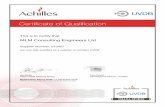 MLM Consulting Engineers Ltd · MLM Consulting Engineers Ltd Supplier Number: 073457 are now fully qualified as a supplier on Achilles UVDB. Ian Bartle Tom Grand Chair UVDB Steering