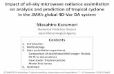 in the JMA’s global 4D-Var DA system Masahiro Kazumori · 2016-11-09 · Impact of all-sky microwave radiance assimilation on analysis and prediction of tropical cyclone in the