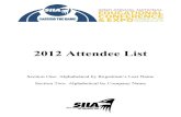 2012 Attendee List - Self-insurance National/SIIA 2012 National Conference Attendee List.pdf · 2012 Attendee List Section One: Alphabetical by Registrant’s Last Name Section Two: