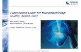 Picosecond Laser for Micromachining · WoC. Hann. Messe Micromachiningwithpicosecond lasers, LUMERA LASER bk190410 46 BurstMode: Quality Burstmoideincreasesremoval rate & surfacequality,