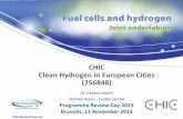CHIC Clean Hydrogen in European Cities (256848) · • 25.83 Mio. EUR funding, 81.95 Mio EUR costs ... Minimum running distance of 2,75 Mio km of fleet ... and the diesel industry