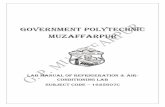 GOVERNMENT POLYTECHNIC MUZAFFARPURgpmuz.bih.nic.in/docs/rac.pdf · This experiment is performed by using water condenser and water evaporator. - a) Start the water supply to both