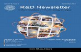Volume 6, Issue 4 September 2018 R&D NewsletterR&D Newsletter Volume 6, Issue 4 September 2018 Highlight of the Issue Recent Major Projects Institute Lecture Series d Vigyan Jyoti