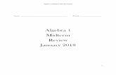 Algebra 1 Midterm review packet · 2018-12-05 · In 2014, 455 students were enrolled in Algebra class. Today there are 715 students enrolled in Algebra. What is the percent of change