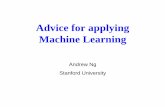 Advice for applying Machine Learning · Advice for applying Machine Learning Andrew Ng Stanford University. Andrew Y. Ng Today’s Lecture • Advice on how getting learning algorithms