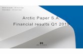 Arctic Paper S.A. Financial resultsQ1 2019 Documents... · 2019-05-29 · Arctic Paper Group •Papersegment, EBITDA fell to PLN 16,3mn(PLN 31,1mnin Q1 2018). •Decision to implementa