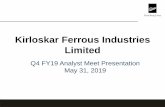 Kirloskar Ferrous Industries Limited - KFIL · Our Products Water-jacketed Blocks Non Water-jacketed Blocks Cylinder Heads Housings 31-May-2019 This is a proprietary document of Kirloskar