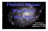 Neutrino Masses: What Kind? How Big?2 If neutrinos do have Majorana masses, then — The physics of neutrino mass is differentfrom that of the charged lepton, quark, nucleon, human,
