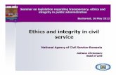 Ethics and integrity in civil service utile/RO - Adriana Circiumaru.pdfEthics and integrity in civil service National Agency of Civil Service -Romania Adriana Cîrciumaru head of unit