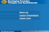 10-1 Developing Formulas Triangles and Quadrilaterals ... · Developing Formulas Triangles and Quadrilaterals Example 3B: Finding Measurements of Rhombuses and Kites Find the area