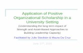 Application of Positive Organizational Scholarship in a ... · Application of Positive Organizational Scholarship in a University Setting ... adopt new ways of interacting and generate