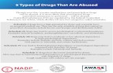 5 types of Drugs - NABP5 Types of Drugs That Are Abused Though over-the- counter medications and prescription drugs can be abused, it is more likely that prescription drugs – controlled