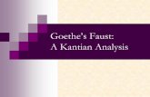 A Kantian Analysisn 1808: Publishes Faust Part I n 1810: Publishes Theory of Colours n 22 March 1832: Dies –Weimar n 1832: Faust Part II published posthumously Faust n Believed to
