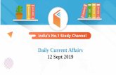 Daily Current Affairs 12 Sept 2019 - WiFiStudy.com...Group Captain Harkirat Singh to commemorate the occasion. The squadron was formed at Ambala on 01st Oct 1951 under the command