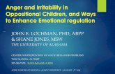 Anger and Irritability in Oppositional Children, and Ways ... · uncontrolled anger, can lead to a reactive aggressive behavior pattern Cognitive Behavioral Therapy Coping Power Program