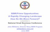 SBIR/Prime Opportunities: A Rapidly Changing Landscape · SBIR/Prime Opportunities: A Rapidly Changing Landscape How Do We Move Forward? a presentation to National Small Business