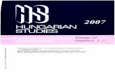 HUNGARIAN STUDIES 21. (2007) - oszk.huepa.oszk.hu/01400/01462/00037/pdf/003-018.pdf · HUNGARIAN STUDIES a Journal of the International Association for Hungarian Studies (Nemzetközi