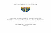 Solemn Evensong of Thanksgiving for ... - Westminster Abbey · Westminster Abbey Solemn Evensong of Thanksgiving for the Canonisation of St Oscar Romero Saturday 17th November 2018