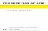PROCEEDINGS OF SPIE · Proceedings of SPIE The International Society for Optical Engineering, 9780819465771, v. 6464 SPIE is an international technical society dedicated to advancing