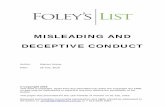 Misleading and Deceptive Conduct - Foley's and Deceptive Conduct_160726.pdf · 1. The statutory action of misleading and deceptive conduct is one of the most (if not, the most) relied