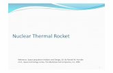 Nuclear Thermal Rocket - 東京大学NuclearThermal).pdf · 2015-11-04 · -most powerful nuclear reactor with a design power level of 5,000 MWt. -Niobium Carbide coating UO2fuel-Operations