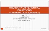 ORDINARY DIFFERENTIAL EQUATIONS MATHEMATICS II(MA6251) I YR/UNIT 2(PART I).pdf · 2 2 0 d y dy a b cy dx dx 12/23/2014 SVCE, DEPARTMENT OF APPLIED 5 MATHEMATICS, SRIPERUMBUDUR y Aemx