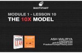 MODULE 1 - LESSON 10 THE 10X MODEL 2/module-2... · 2015-03-09 · ASH MAURYA @ashmaurya ash@spark59.com PracticeTrumpsTheory.com MODULE 1 - LESSON 10 THE 10X MODEL ash