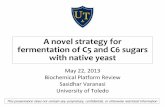 A novel strategy for fermentation of C5 and C6 …...A novel strategy for fermentation of C5 and C6 sugars with native yeast May 22, 2013 Biochemical Platform Review Sasidhar Varanasi