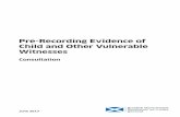 Pre-Recording Evidence of Child and Other Vulnerable Witnesses · 2017-06-28 · Pre-Recording Evidence of Child and Other Vulnerable Witnesses Consultation ... I am keen to hear